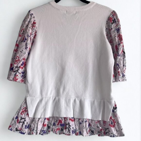Fate Floral Sleeve Faux Layered Sweater Blouse 100% Cotton Size Small - Picture 4 of 9